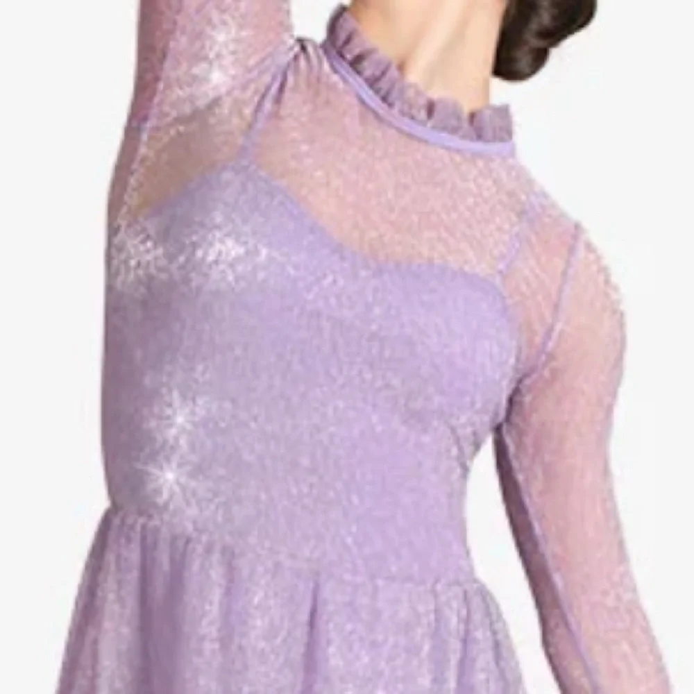 CM Double platinum 2‎ piece Lilac Shimmer Mesh Lyrical Dance Costume Long Sleeve